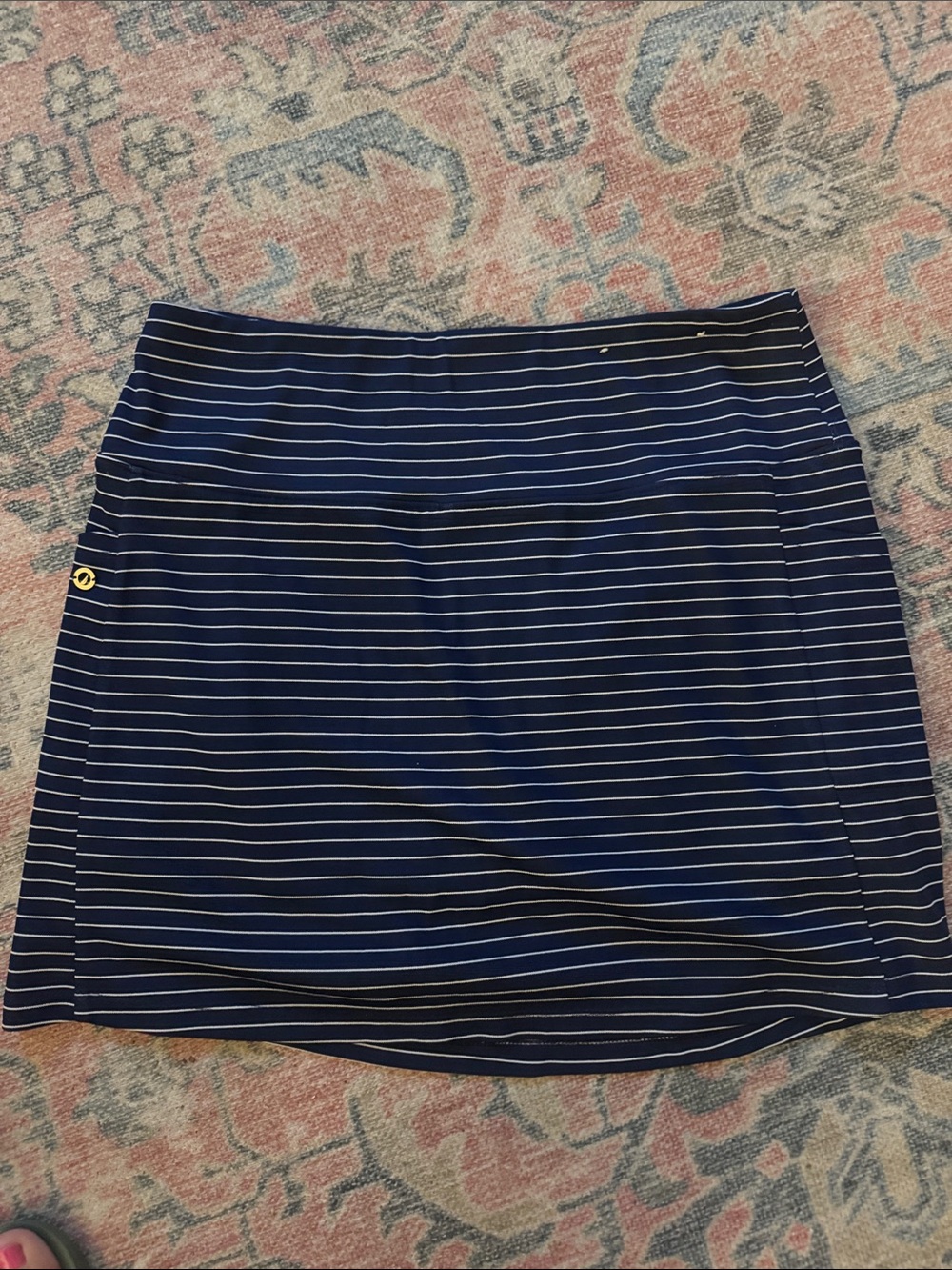 Nautica Navy and White Striped Skort with Logo Accent